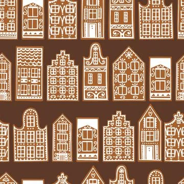 Gingerbread houses. Vector  pattern. Illustrazione stock