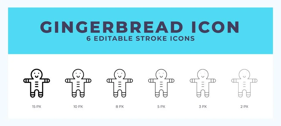 Gingerbread icon set with different stroke. Vector illustration with editab.. Stock Illustration