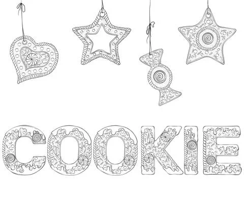 Gingerbread lettering cookie Stock Illustration