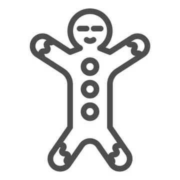 Gingerbread line icon. Ginger cookie in shape of man symbol, outline style Stock Illustration