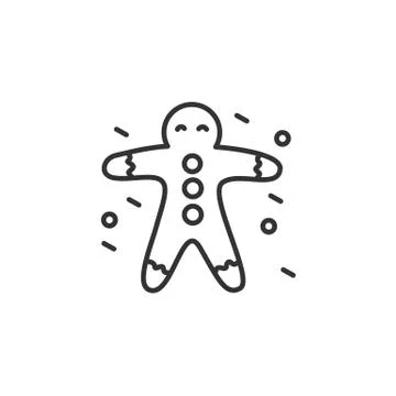 Gingerbread line icon. Ginger man cookies. Editable vector illustration Stock Illustration