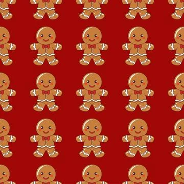 Gingerbread man christmas seamless pattern. Stock Illustration