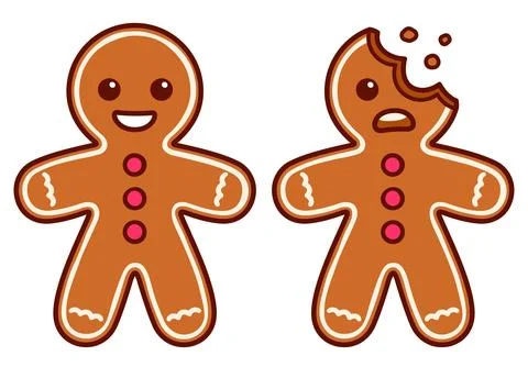 Gingerbread man cookie bite Illustrazione stock