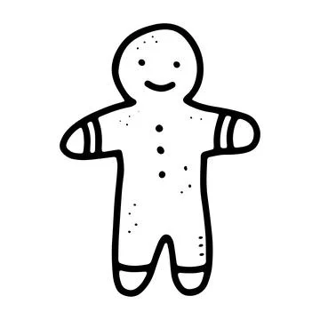 Gingerbread man cookie doodle. Christmas character Stock Illustration