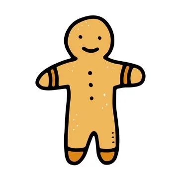 Gingerbread man cookie doodle. Hand drawn character Stock Illustration