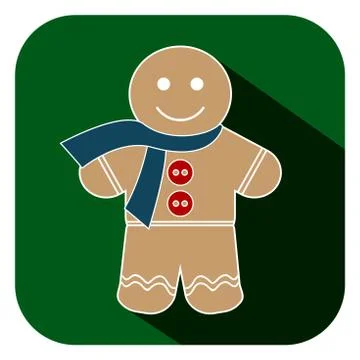 Gingerbread man cookie flat icon. Vector illustration Stock Illustration