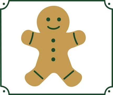 Gingerbread Man Cookie Icon Holiday Illustration Stock Illustration