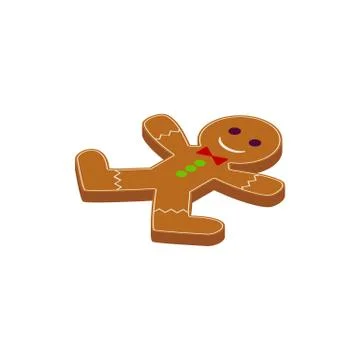 Gingerbread Man Cookie Isometric Object Stock Illustration