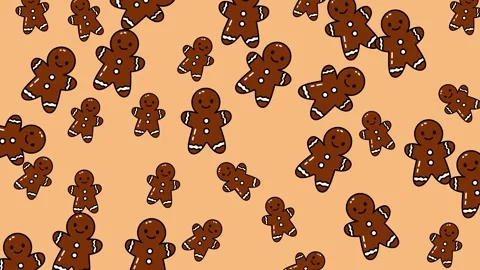 Gingerbread Man Cookie Pattern - Festive Holiday Background. Stock Footage 321851697