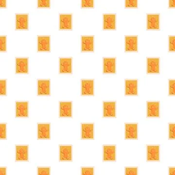 Gingerbread man cookie postage stamp seamless pattern 스톡 일러스트