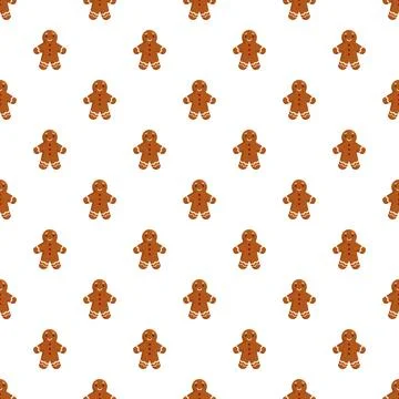 Gingerbread man cookie seamless pattern for christmas holiday Illustrazione stock