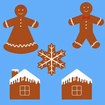 Gingerbread man cookie set Stock Illustration
