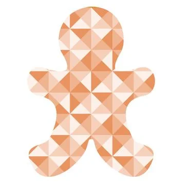 Gingerbread man cookie silhouette with geometric triangle pattern inside, vector Stock Illustration
