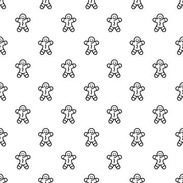 Gingerbread man cookies repeating seamless pattern background Stock Illustration
