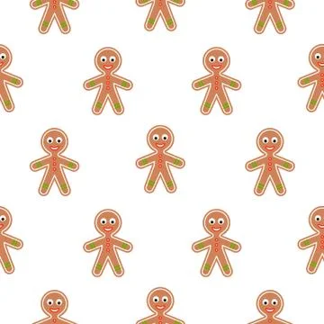 Gingerbread man cookies vector seamless pattern Illustrazione stock