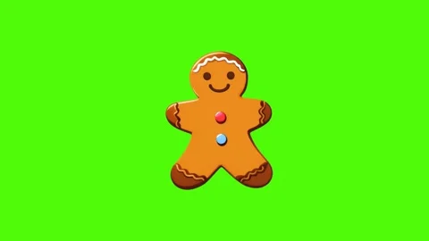 Gingerbread man dancing. 3D animation.  Green screen background Stock Footage 285079474