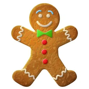 Gingerbread man decorated colored icing Stock Illustration