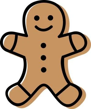 Gingerbread man flat design holiday illustration Stock Illustration