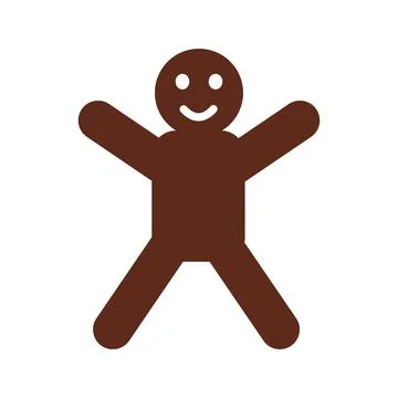 Gingerbread man flat icon isolated on white background Stock Illustration