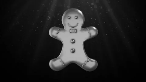Gingerbread Man with Green Bow Tie and Icing Decoration Loop Stock Footage 308019141