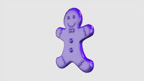 Gingerbread Man with Green Bow Tie and Icing Decoration Stock Footage 308019152
