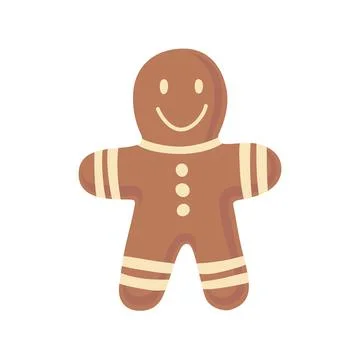 Gingerbread man holiday cookie. Flat vector illustration isolated on white. Stock Illustration
