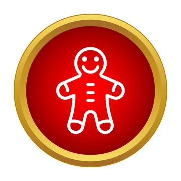 Gingerbread man icon symbol on red circle Stock Illustration