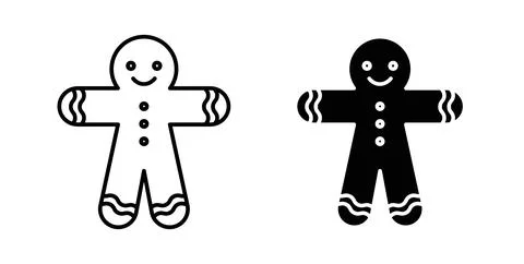 Gingerbread man icon symbol. Vector illustration pack in black color. Stock Illustration