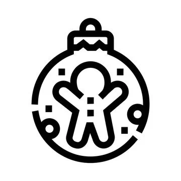 Gingerbread man inside festive holiday ball ornament icon Stock Illustration