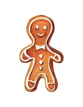 Gingerbread man isolated on a white background. Stock Illustration