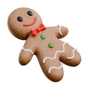 Gingerbread man Laying 3D Stock Illustration
