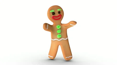 Gingerbread man is learning to walk Video stock 21698389