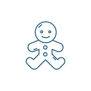 Gingerbread man line icon concept. Gingerbread man flat vector symbol, sign Stock Illustration