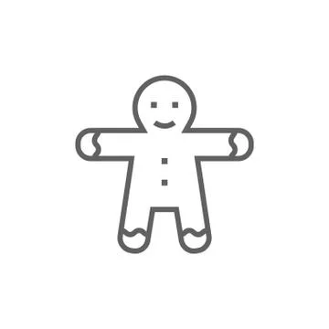 Gingerbread man line icon Stock Illustration