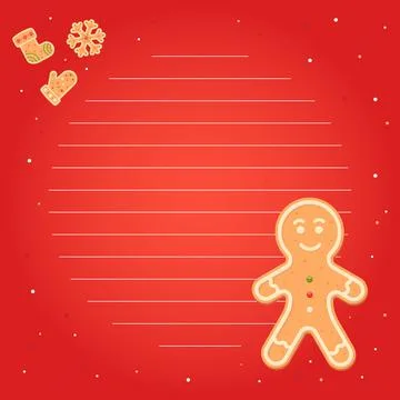 Gingerbread man. Notes. recipe. note. Flat, cartoon, vector Illustrazione stock