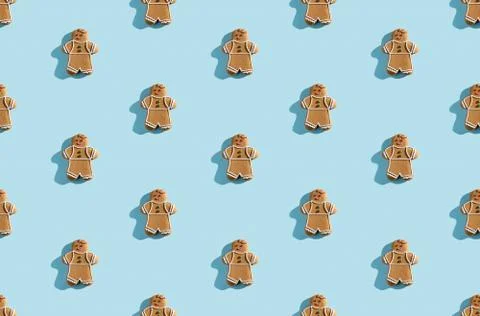 Gingerbread man pattern cute pastry illustration Stock Photos