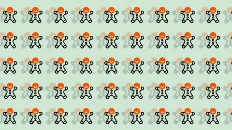 Gingerbread Man Pattern - Festive and Fun Animated Background. Stock Footage 325380505