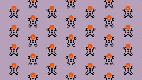 Gingerbread Man Pattern - Festive and Fun Animated Background. Stock Footage 325380539