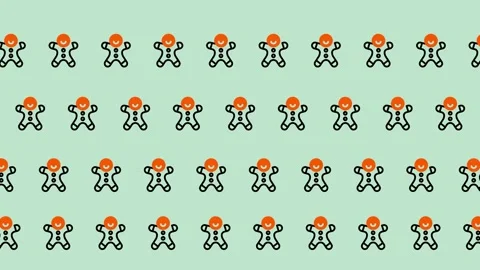 Gingerbread Man Pattern - Festive Holiday Background for Christmas. Stock-Footage 325380633