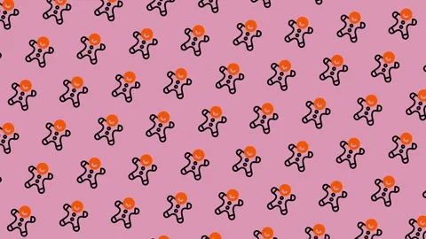 Gingerbread Man Pattern - Festive Holiday Background for Christmas. Stock Footage 325380667