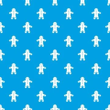 Gingerbread man pattern seamless blue 스톡 일러스트
