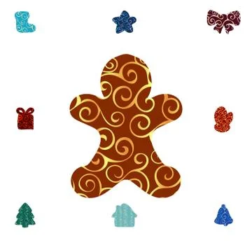 Gingerbread Man pattern silhouette christmas holiday Stock Illustration