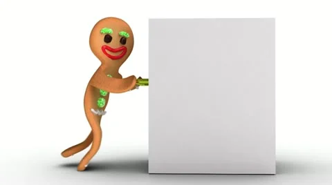 Gingerbread man is pushing cardboard Video stock 21700835