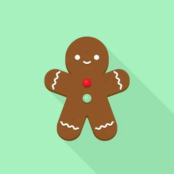 Gingerbread man with red and green buttons on mint background Stock Illustration