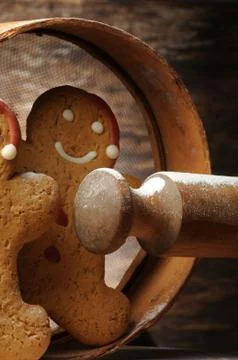Gingerbread man with rolling pin Stock Photos