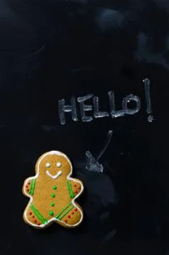 Gingerbread man say "hello" Stock Photos