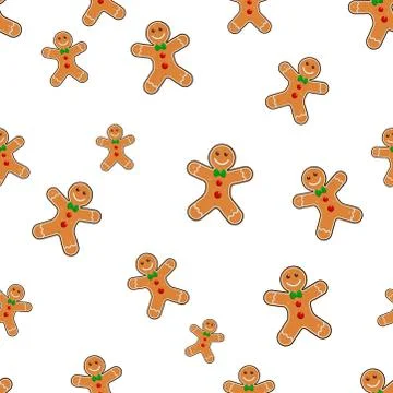 Gingerbread man seamless pattern. Christmas cookies repeated wallpaper. Ornam Stock Illustration