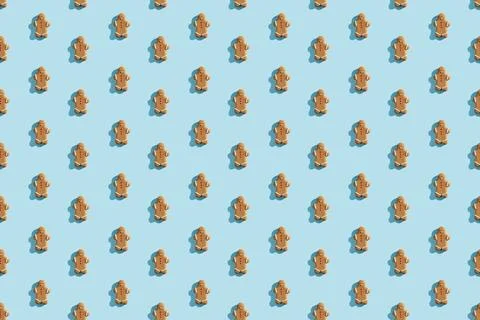 Gingerbread man seamless pattern pretty pastry Stock Photos