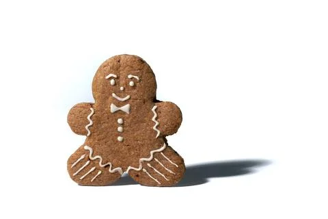 Gingerbread man with shadow isolated on white background Stock Photos