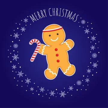 Gingerbread man snowflake circle 库存插图